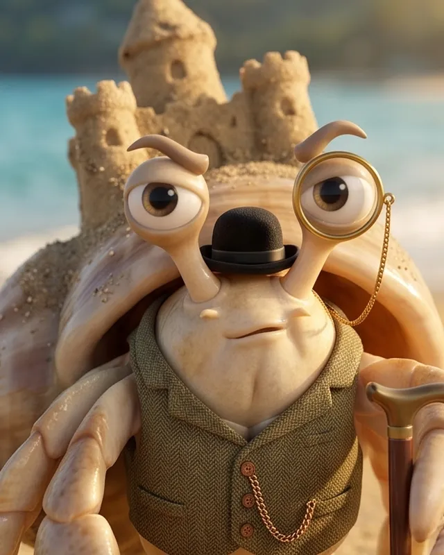 Sir Reginald Sandcastle, Posh hermit crab